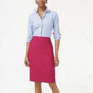 J. Crew No. 2 Pencil Skirt in Double-Serge Wool Pink AC280 Petite Size 8P